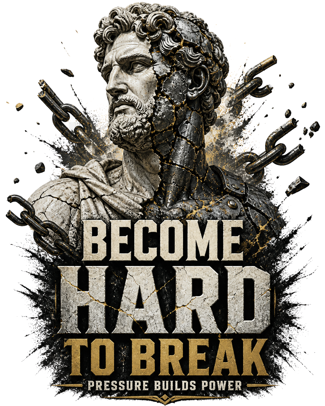 Diseño de camiseta Become Hard to Break de Golden Stoic