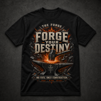 Camiseta negra Forge Your Destiny con diseño de yunque y martillo