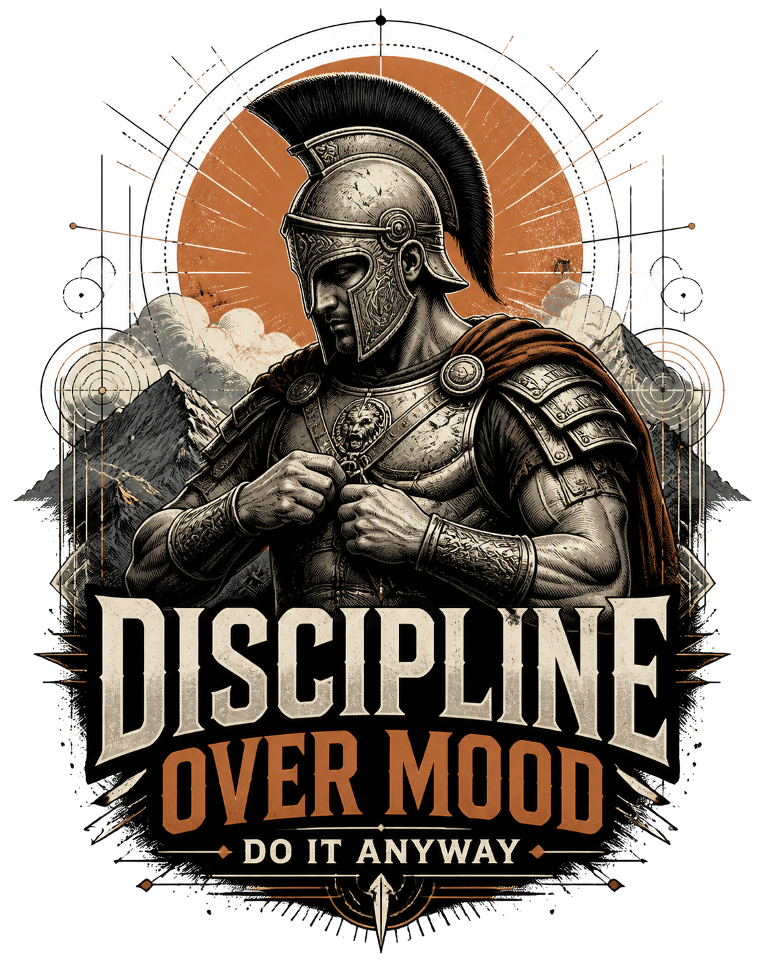 Diseño de camiseta Discipline Over Mood de Golden Stoic