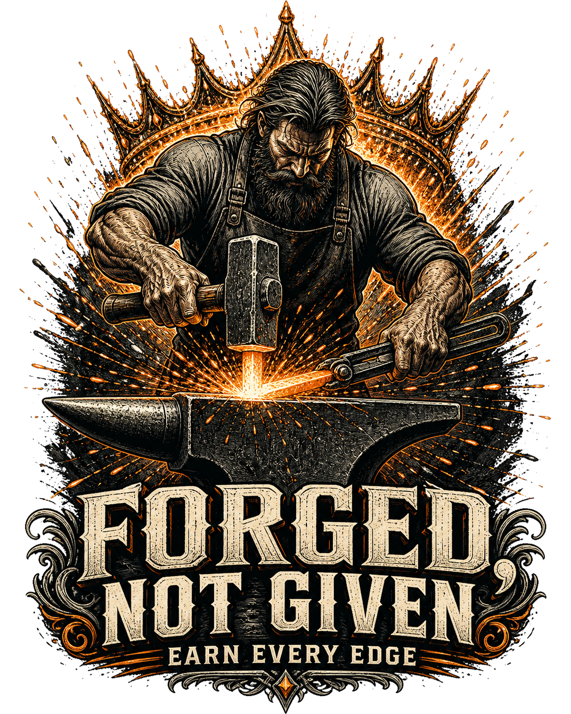 Diseño de camiseta Forged, Not Given de Golden Stoic