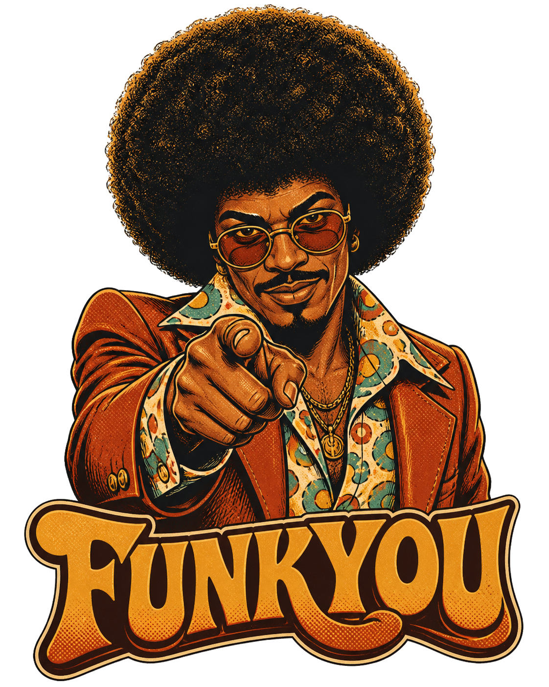 Diseño de camiseta Funkyou Afro Man de Golden Stoic