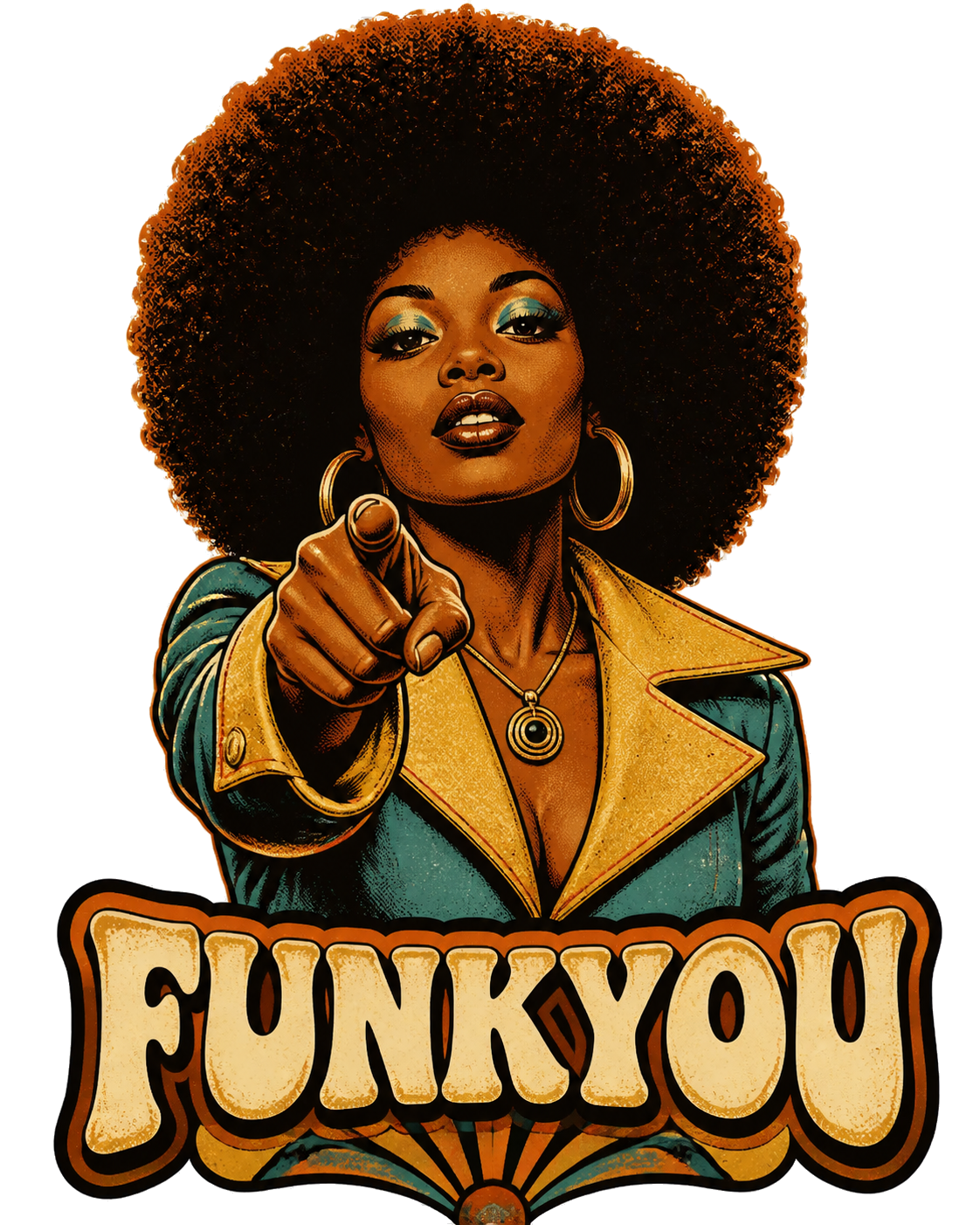 Diseño de camiseta Funkyou Afro Woman de Golden Stoic