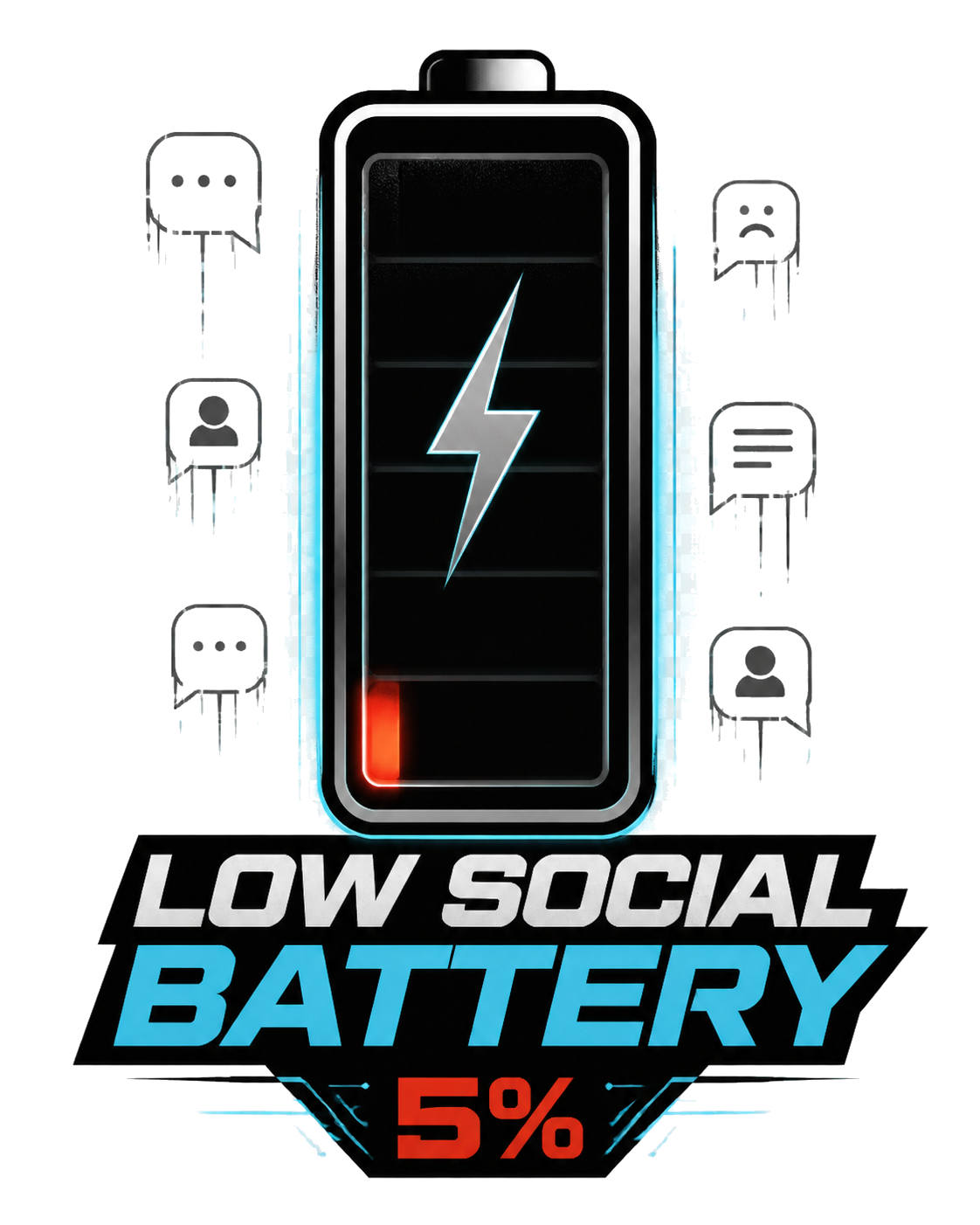 Diseño de camiseta Low Social Battery de Golden Stoic