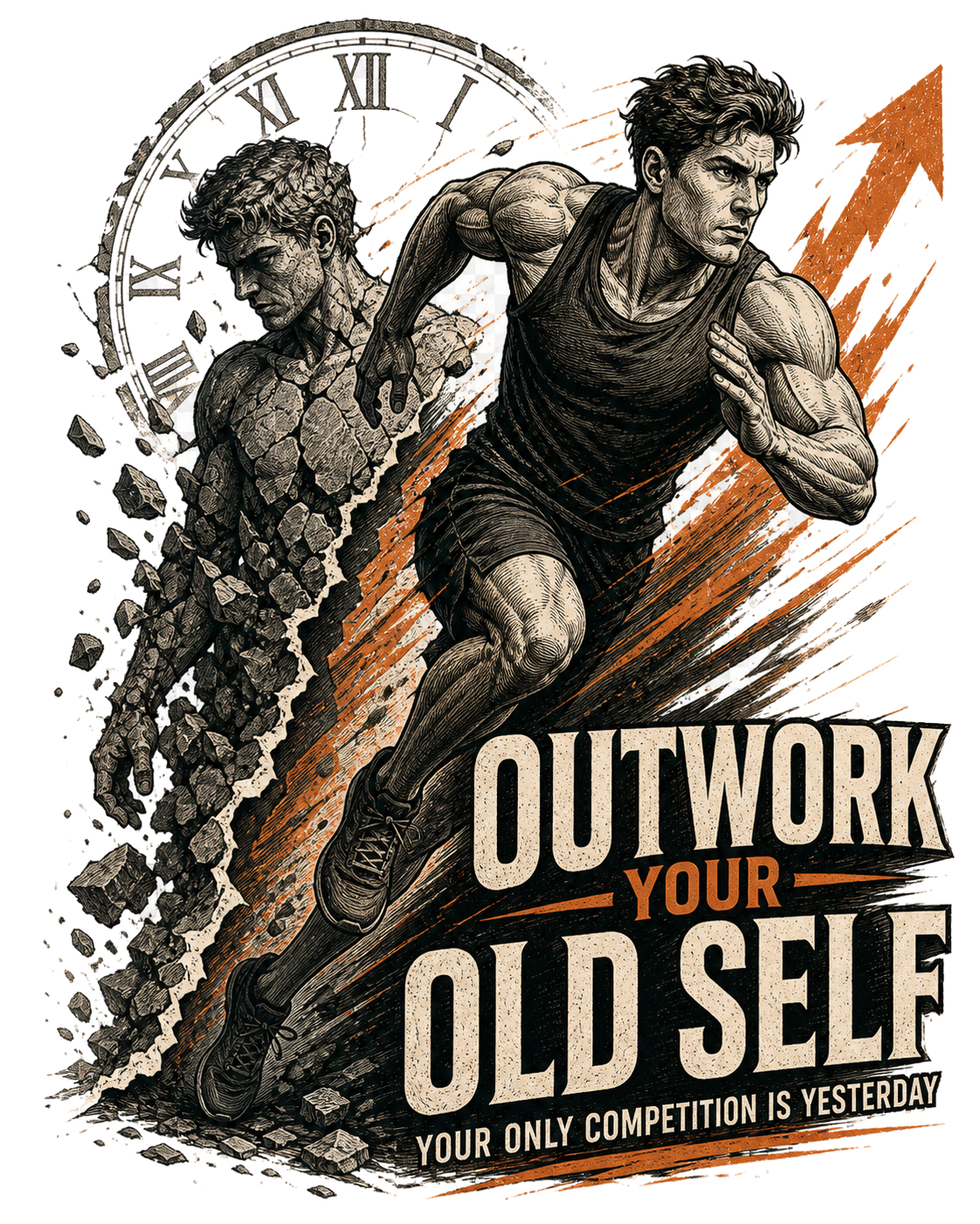Diseño de camiseta Outwork Your Old Self de Golden Stoic