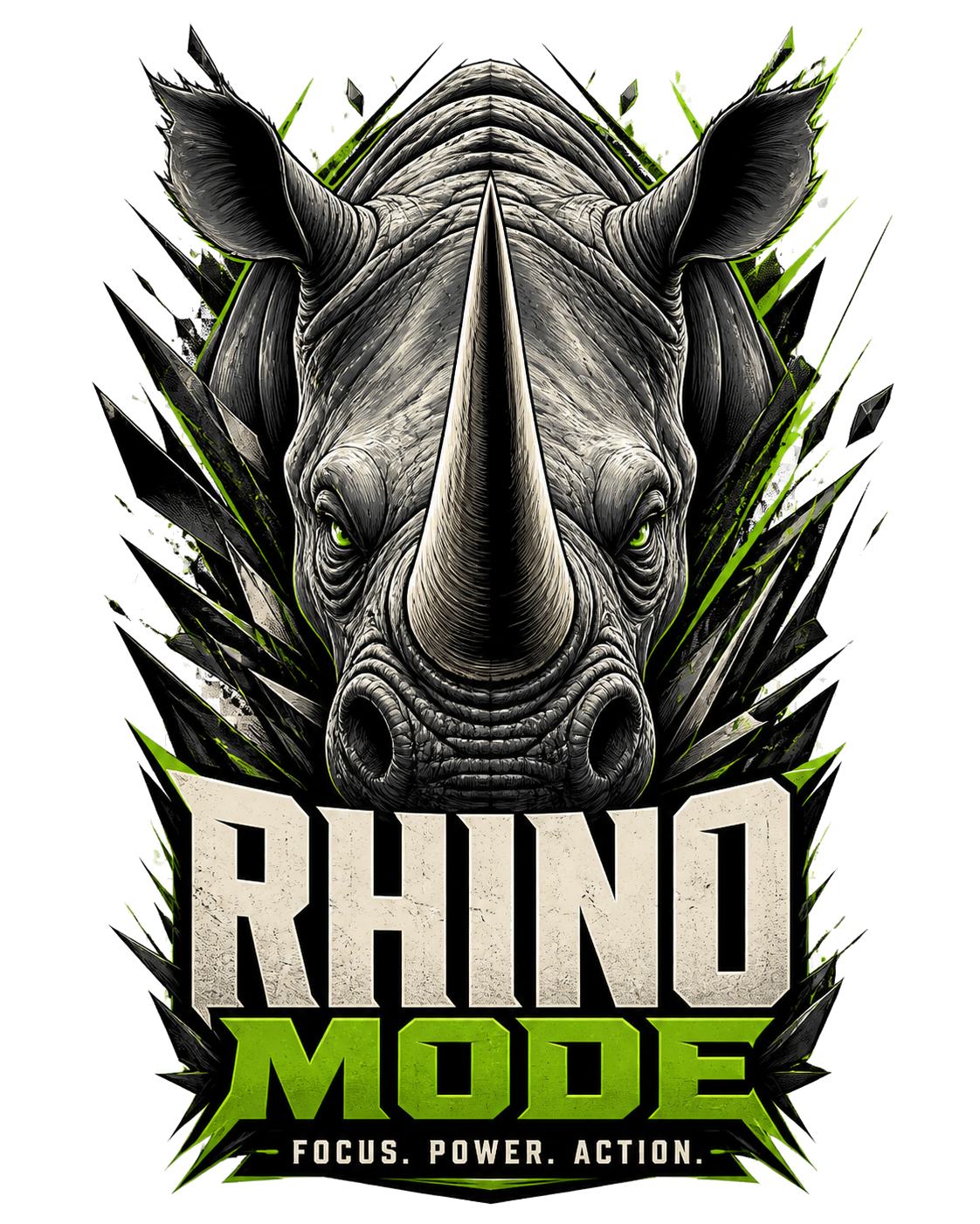 Diseño de camiseta Rhino Mode de Golden Stoic